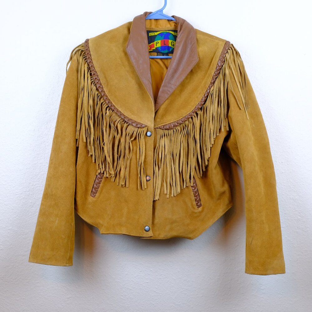 Gorgeous tan suede fringe western jacket womens size large